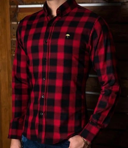 Camisa Cuadros Slim Fit - Rojo / Negro