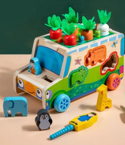 Carrito De Madera Educativo Para Clasificación De Formas