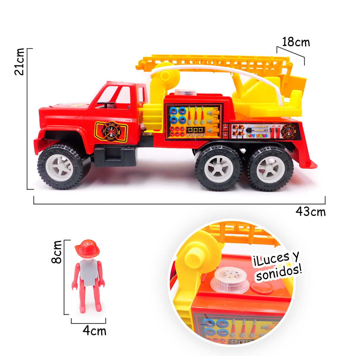 Carro Bomberos Luces Sonido Mu eco Veh culo Juguete PF553